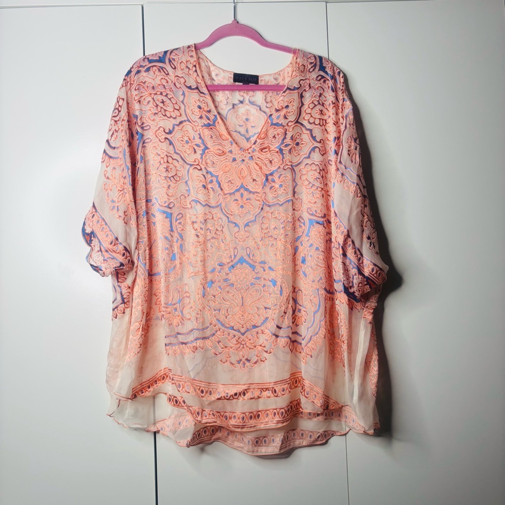 Hale Bob Orange and Blue Patterned blouse